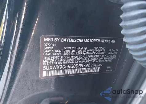 2016 BMW X3 xDrive28I z USA, uszkodzony, nr VIN 5UXWX9C59G0D69792